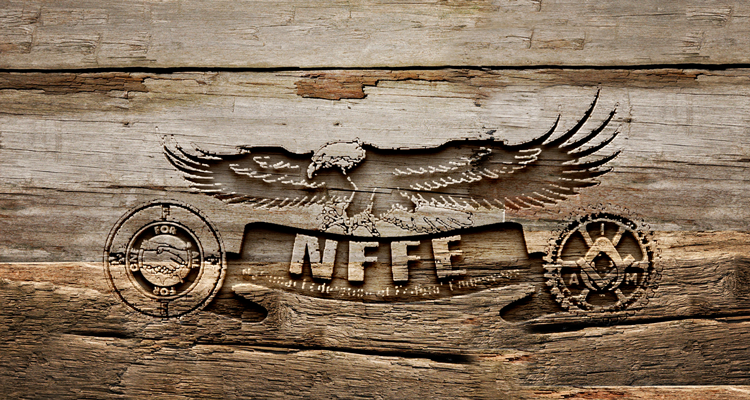 NFFE logo on wood
